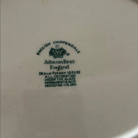 Vintage Johnson Brothers English Chippendale Green Platter - Picture 8 of 8